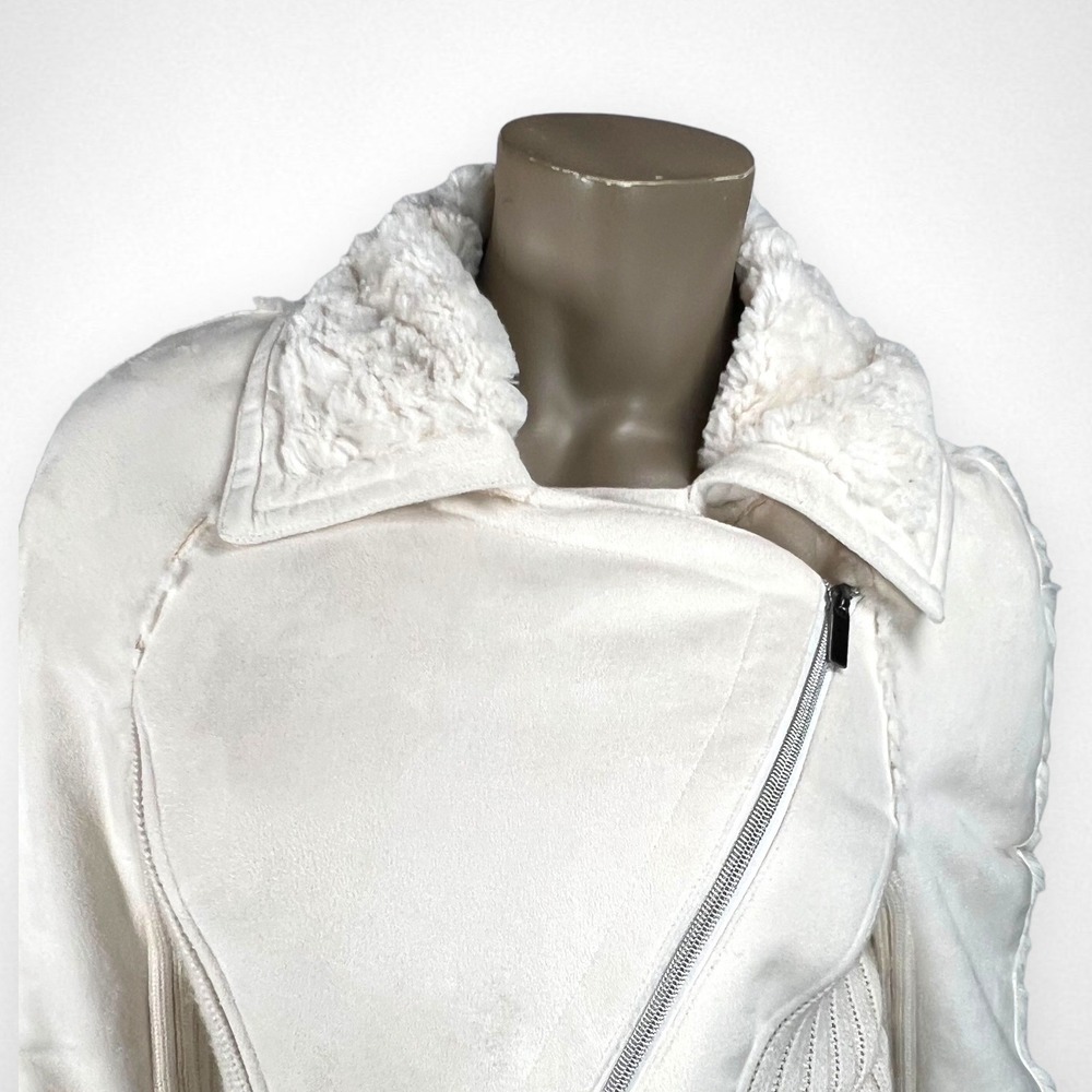 SUGARFLY White Faux Suede and Faux Fur Lined‎ Jacket S - Picture 8 of 13